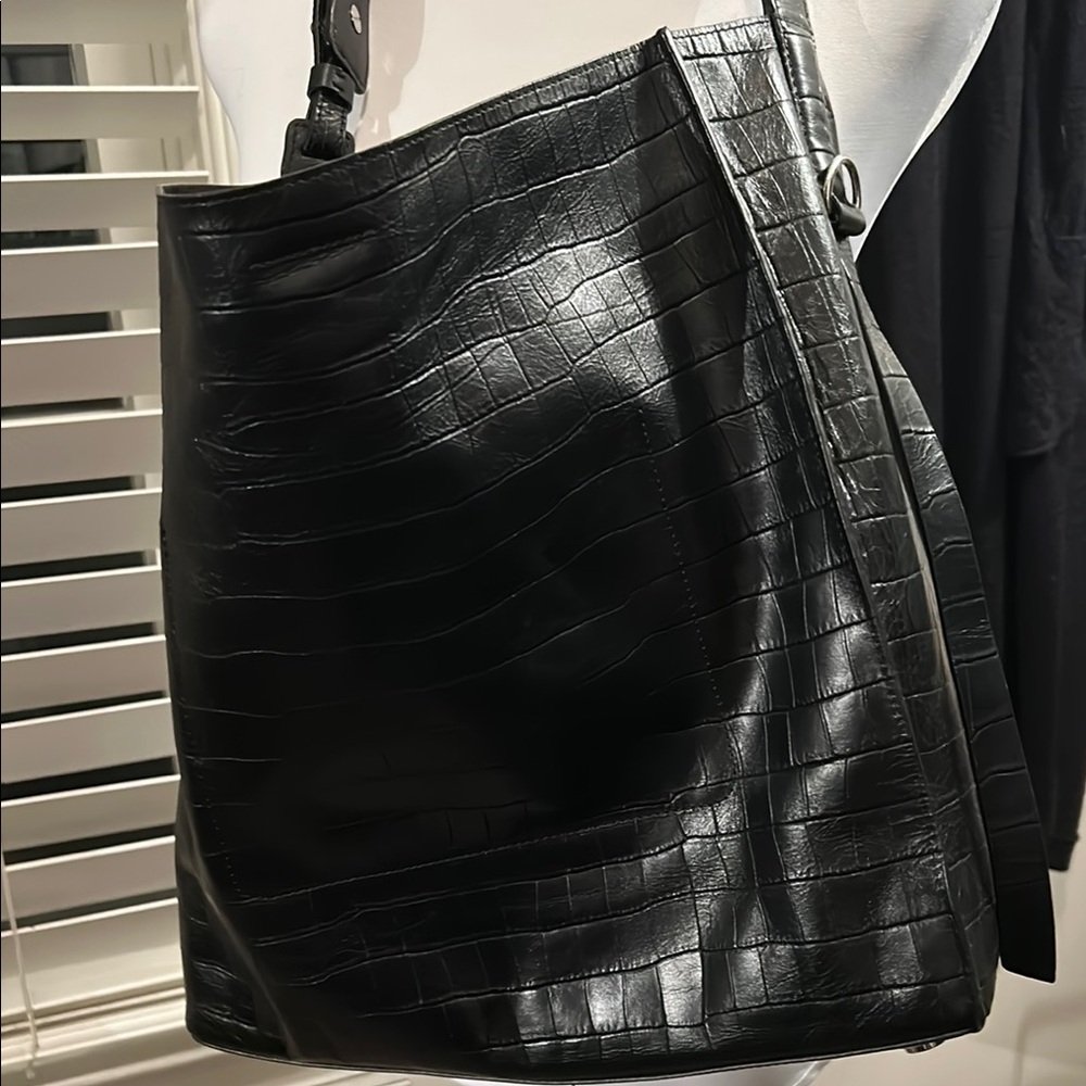 All Saints Black Embossed Leather Bag